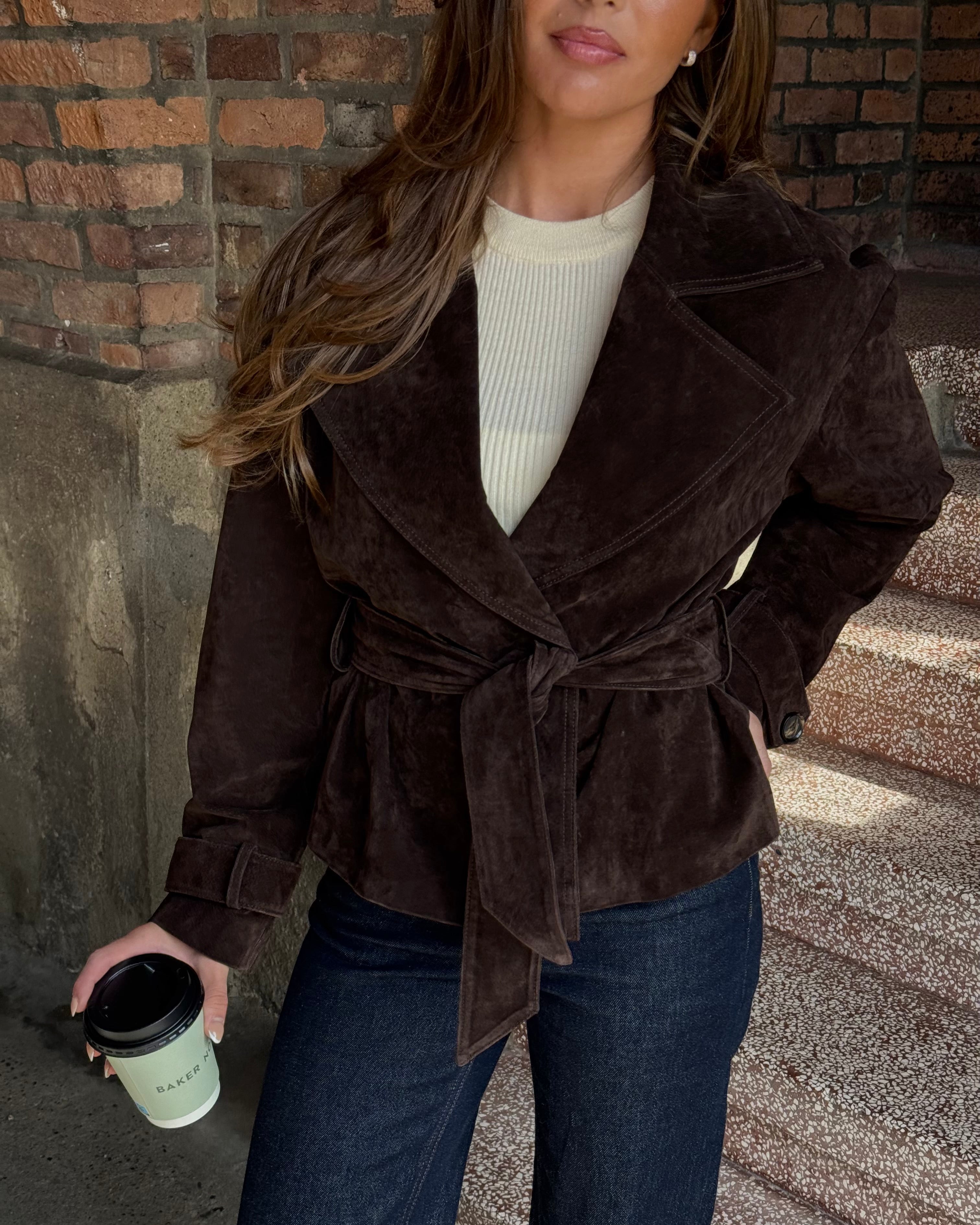 VMJANICEBETTY SUEDE JACKET - Chocolate Torte
